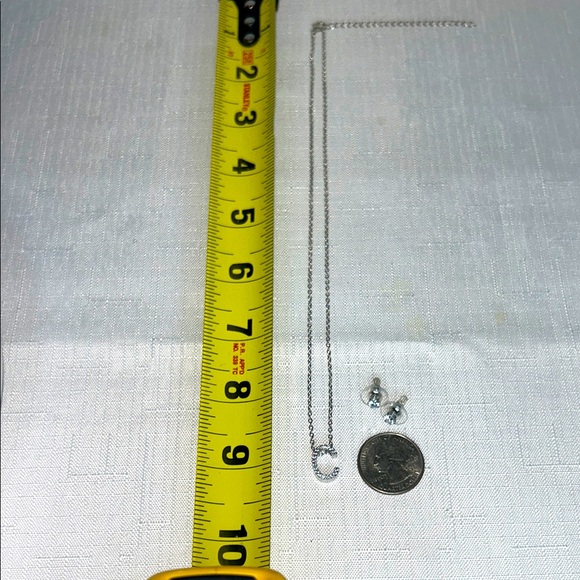 Silver Necklace with 'C' Pendant and Earrings | New - Picture 5 of 6